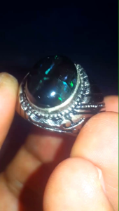 Cincin Batu Akik Black Opal Sempur Banten Jarong Natural