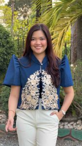 Navy Blue Laced - Modern Filipiniana CandyCrush Bolero Top