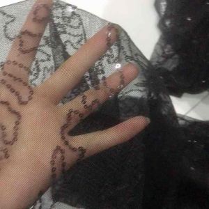 Vải voan lưới kim sa màu đen tuyền co giãn mềm nhẹ (khổ 1m5)may đầm váyáo kiểuthiết kế thời trang