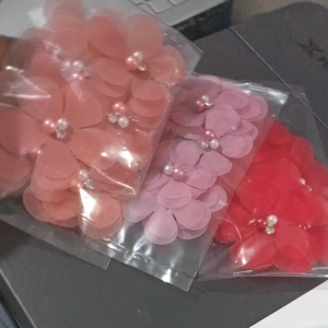 aplikasi bunga organza 3Dper 12 pcs/ bunga organza