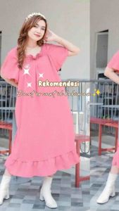 Dress Zahra Crinkle Airflow Premium | Dress Kekinian Terkini | Dress Cantik Polos | Daster Fuji Viral