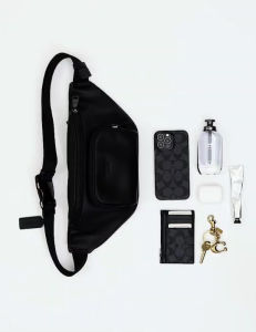 Coach Track Belt Bag In Signature Canvas With Coach Patch C3765 คาดอกชาย