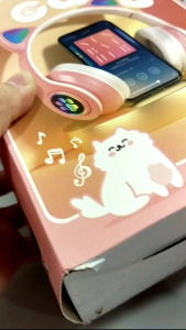 BT B39 Over Ear Music Headset Cat Ear Glowing Headphone Foldable Wireless BT5.0 Earphone Hands-free with Mic AUX IN TF C