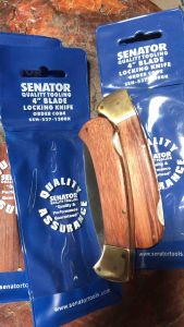 Locking Knife with Multiple Versatile Blades, Assisted Opening Design, Stainless Steel, and Wooden Handle, Perfect for Camping and Outdoor Activities, Senat