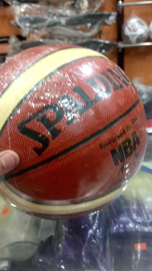 BOLA BASKET SPALDING NBA & GOLD BAHAN KULIT IMPORT SIZE 7