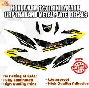 HONDA XRM 125 TRINITY CARB JRP THAILAND METAL PLATE DECALS (WATERPROOF LAMINATED FADE PROOF)
