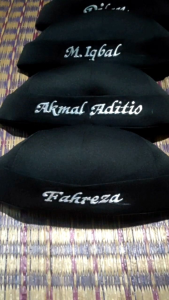 Topi Peci Mikihet Anak Bordir Nama Motif Fashion Kopiah Muslim - Royal Drill - Songkok