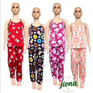 JIONA RTWs Spaghetti Pajamafor Girls Terno Pajama for Girls Sando Terno for Babies Sleepwear for Girls (Kids)