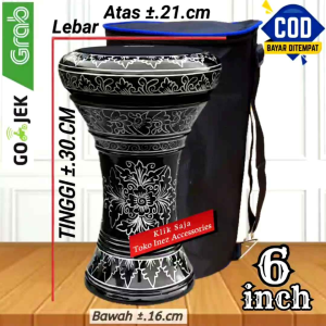Darbuka Kayu Atau Dumbuk Mini 6 Inch Hitam Silver Power Beat