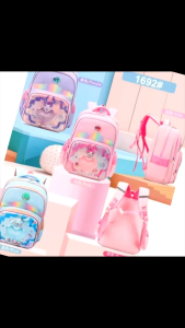 produk impor New Tas sekolah SD 16inchi model mika pelangi premium