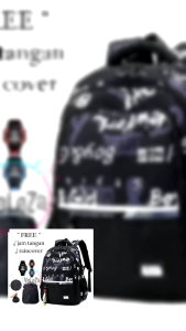 TAS RANSEL SEKOLAH ANAK LAKI-LAKI REMAJA MOTIF KORAN FREE JAM TANGAN DAN RAINCOVER TAS SEKOLAH SD SMP TAS RANSEL