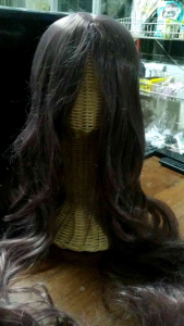 วิกผม แสกกลางลอน A91 สีกะปิขาวเทา ยาว80ซม.