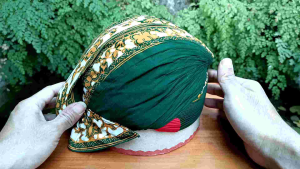 Blangkon Mataram Halus Royal Quality Hijau Motif Sekar Kedaton