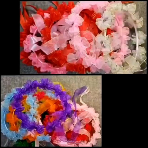 Bando Mahkota Full Bunga Tile Elastis / Bando Bunga Pengantin Anak / Bandana Bunga Pesta Mewah / Bando Natal / Bridal Flower Crown Show | FCY7810