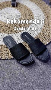 Malwezz - Sendal Slop Wanita Teplek Wanita terbaru Sandal Slop Cewek Rajut sendal wanita Murah Kekinian 36-40 Coklat flat shoes antiselip yelow sandal & sandal jepit branded