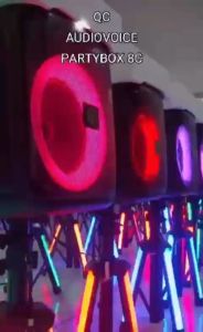 Speaker Portable AudioVoice Party Box 8C Original Bluetooth USB FM Radio & Stand LED Portable Wireless Audio Voice Partybox 8c Partybox8c ( Bisa COD )