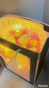 Love Mom Mother’s Day Ferrero Carnations Flower Bouquet for Mom Birthday bunga Hari Ibu