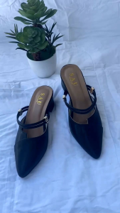 sandal wanita mules hak 5cm S A U Collection