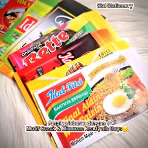 50 lembar Amplop lebaran karakter Motif Snack serie A ukuran medium mix gambar