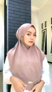 Hijab Bergo Instan Tali Lasercut Polos /Hijab Bergo Maryam Cutting