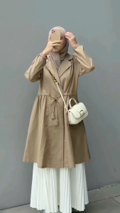 Blazer Ringan Best Seller Murah Perempuan Bandung Arami Coat Khaki