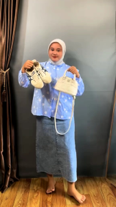BIGSIZE Keyra - Kemeja Jumbo LD 120-125 Stripe Salur Bahan Katun by Eshantai Baju Atasan Wanita Busui Nyaman Salur Muslim Panjang Cantik Oversize