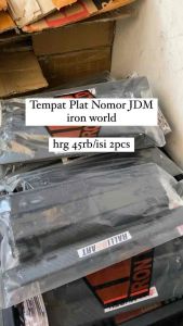 2pcs dudukan tatakan tempat plat nomor mobil JDM hitam iWorld tekuk adjustable