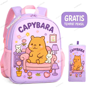 Tas Ransek Anak Sekolah SD/TK Karakter CAPYBARA Viral 2025 Gratis Tempat Pensil