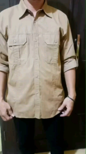 Kemeja Taktis Pria Motif Polos Lengan Panjang & Big Size Jumbo