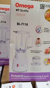 Blender National Omega Blender Gelas Kaca dengan 6 Mata Pisau Berkualitas Penghancur Es Batu - Listrik 220W - Mesin Tidak Berisik - Mudah Dibersihkan