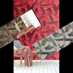 Wallpaper Sticker Dinding Geometris Merah Gold 3D Dekorasi Dinding Ruang Karaoke Kafe Ruang Live.