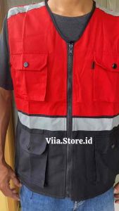 Rompi Safety Kombinasi / Rompi Proyek / Rompi Parkir / Rompi Motor/ Rompi Karyawan Dasar Hitam