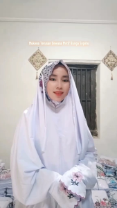 MUKENA DEWASA TERUSAN BAHAN KATUN MOTIF BUNGA SEPATU