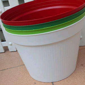 combo 5 chậu nhựa vân gỗ nhiều màu đường kính 30cm cao 23cm