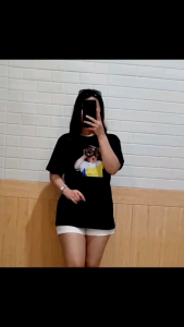 Kaos Wanita Cotton Combed 30s PREMIUM / Baju Kaos Wanita Lengan Pendek / Wanita Atasan Tumble Tee - BABY OO DONUT PRINT KOMBI MOTE SWALOVSKI KOREA (REFLEKTIF)