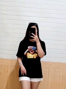Kaos Wanita Cotton Combed 30s PREMIUM / Baju Kaos Wanita Lengan Pendek / Wanita Atasan Tumble Tee - BABY AA DONUT PRINT KOMBI MOTE SWALOVSKI KOREA (REFLEKTIF)