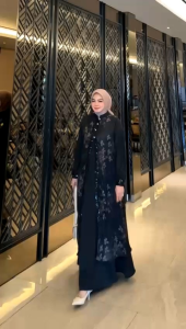 Kamala Dres Brasso 3D Mix Marbela LV – Gamis Muslim Elegan Rompi Pisah | Dress Kondangan Premium