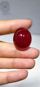 พลอยทับทิมแท้ เนื้อสวยเกรดA เม็ดใหญ่ รูปไข่ รูปทรงดี สีแดงเข้ม นูนอวบอิ่ม 52.80 กะรัต(พลอยแท้100%)