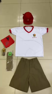 BSP 7-in-1 Complete Set Senior Red Scouting Uniform Type B with Hat Scarf Carabao T-Shirt Short Socks Belt SCOUTING &School Uniforms