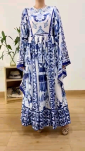 ●ECLAIRE● 003 Dress Maksi Maxi Lengan Flare Vintage Fashion muslim Lebaran Pesta Kondangan Bohemia Idul Fitri Idul Adha Import gxxbo