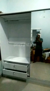 Lemari sliding door 2 pintu full cermin frameless - lemari pakaian sleding door murah