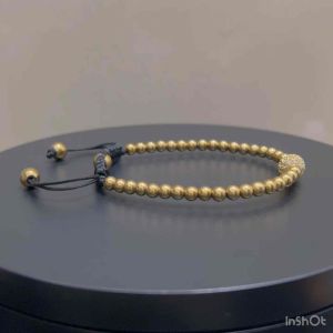 CW Manila - CRlOS Bracelet - 4mm Gold Hematite Stone with 8mm Cubic Zirconia Spacers - Adjustable Bracelets