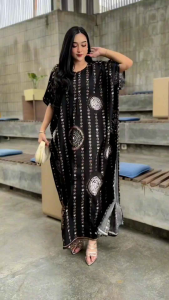 Kaftan Lengan Pendek Jumbo Batik Printing Anti Luntur Adem Tebal Santai Casual