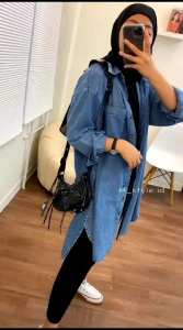 Kemeja Wanita Tunik Jesica Blouse Wanita Jeans Denim Snow Atasan Wanita Over Size Jumbo