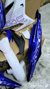 Coverset Y15 zr V2 Velozi Exciter AeroX Biru DPBMC Blue siap sticker tanam