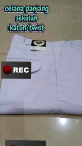 Celana Sekolah Putih Panjang Seragam SMP/SMA Kain Katun Drill