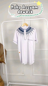 Mawar Fashion - Baju Koko Kurta Pakistan Pria Lengan Pendek Bordir As Syams / Koko Jumbo Pria