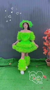 ชุดเสื้อ+กระโปรงสัสันสดใสเสื้อรอบอก32-42 นิ้ว กระโปรงเอว25-48 นิ้ว