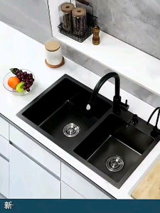 Kitchen Sink 7540 Black Lengkap Kran Isan Model Bolzano/Bak Cuci Piring Hitam 7545 Komplit/Wastafel Cucipiring Hitam 2 Lubang 8245/Bak Cuci Piring Hitam 2 Lubang