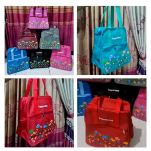 TAS Tupperware Bekal Makan - Bahan Halus dan Awet - Warna Cerah - Desain Unik dan Lucu - Ukuran Besar 30x25x17 (No Brand)